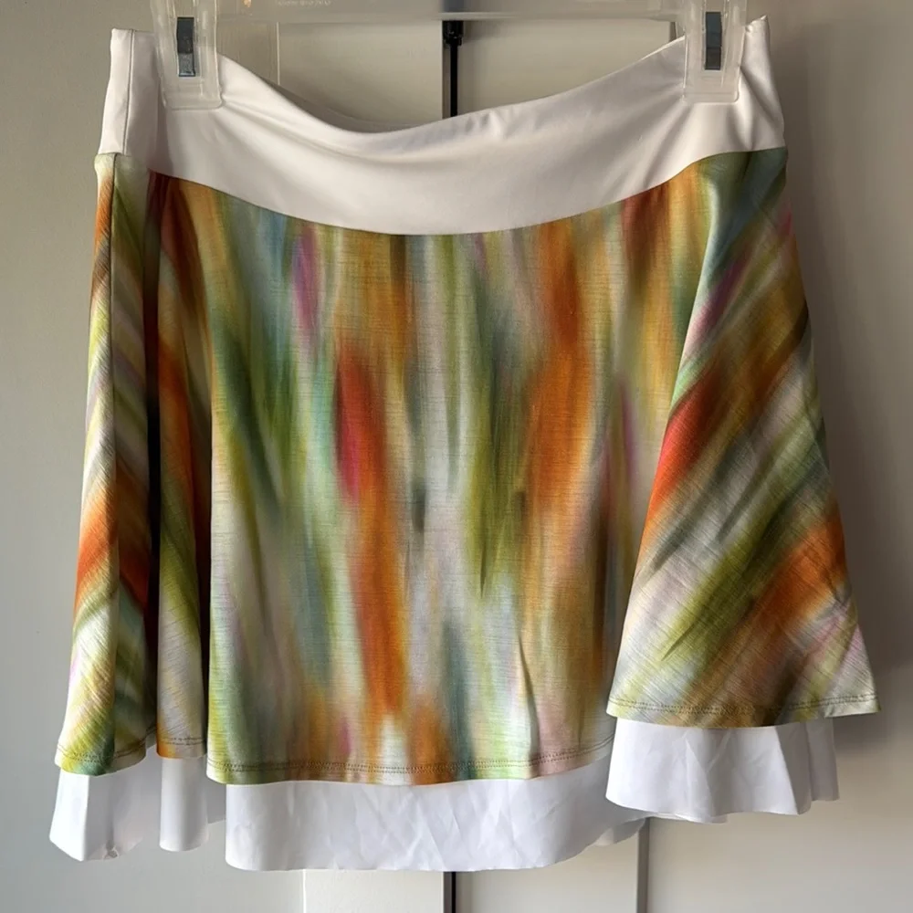 CALIA by Carrie Underwood Orange and Green Asymmetrical A-Line Mini Skirt NWT - Picture 1 of 9